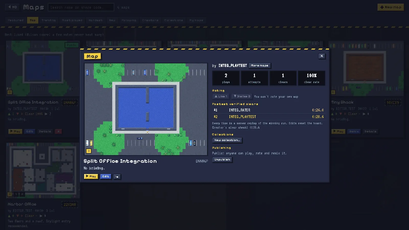 Community maps: only beaten maps get published